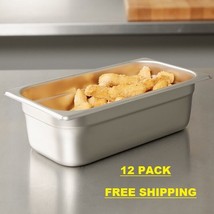 12 PACK 1/3 Size Stainless Steel Steam Prep Table Commercial Food Pan 4&quot;... - $159.99