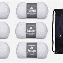 Heavenly Soft Baby Sport Yarn Bundle - Angel White 6-Pack (Same Dye Lot) with Bo - £85.74 GBP