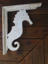 Rustic  Wood Corbel  Shelf Bracket with Seahorse - £2.77 GBP