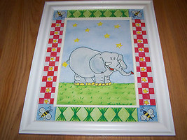 Zoo Safari Elephant Matted Framed Print by Tania Schuppert Nursery Pictu... - $32.00