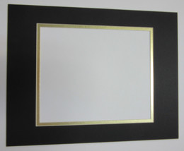 Picture Mat Double Mat 11X14 for 8x10 photo Black with gold  liner mat - $9.99