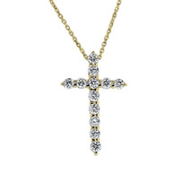 Authenticity Guarantee 
0.75 Ct. tw. Round Diamond Cross on 18&quot; Cable Chain 1... - £851.91 GBP