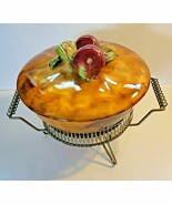 CERAMIC CHAFING DISH WITH APPLE LID AND TEALIGHT TRAY - $30.04 CAD