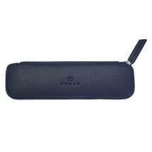 Cross Cross Leather Double Zip Close Pen Pouch - Blue - $82.81