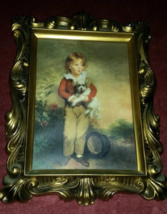 Vintage Little Boy With Dog Pictorial Wall Picture Hanging Picture Victo... - $24.99