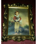 Vintage Little Boy With Dog Pictorial Wall Picture Hanging Picture Victo... - £19.66 GBP