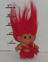 Vintage My Lucky Russ Berrie Troll 5" Doll Red Hair Red Shorts Red Bag - $14.50