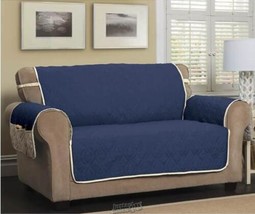 5-Star Waterproof Sofa Protector Navy Blue Polyester Machine Washable Free Ship - £51.98 GBP