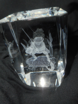 3D Laser Etched Art Crystal Glass Hologram Paperweight Whimsical Fishing Frog 3&quot; - £15.65 GBP