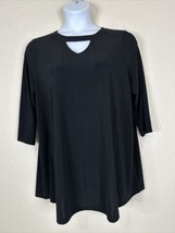 Catherines Womens Plus Size 0X Black Stretch Keyhole Tunic Top 3/4 Sleeve - $17.91