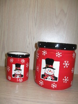 Snow Man &amp; Snow Flake Designs Canister Candy Jar  PIL 2004 - £7.77 GBP
