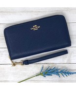 Coach Long Zip Around Wallet Cobalt Blue Leather C4451 New With Tags - $265.32