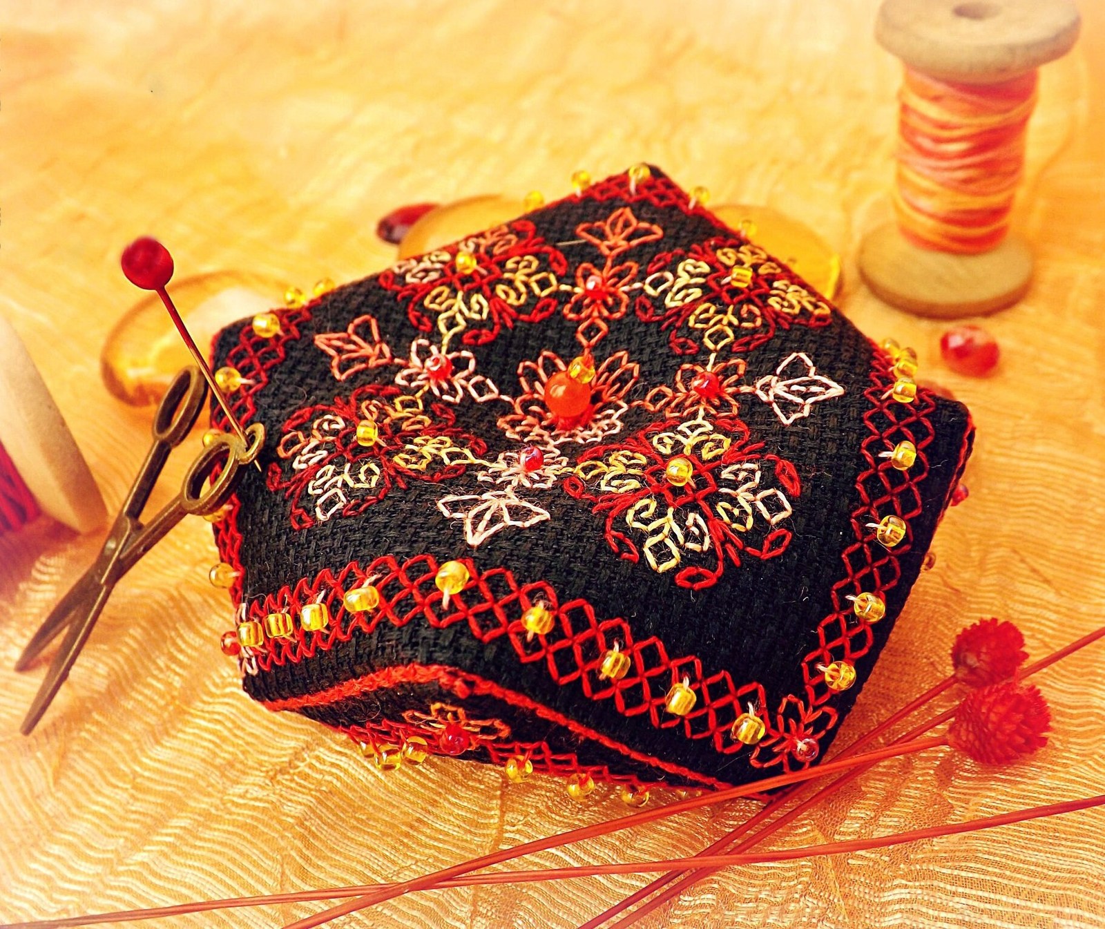 Biscornu Cross Stitch Ornament Pdf Patterns - Biscornu Embroidery Floral... - $3.29