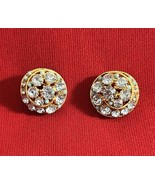 Vtg BSK Blue Rhinestone &amp; Turquoise Bead Clip On Earrings - $362.91 MXN