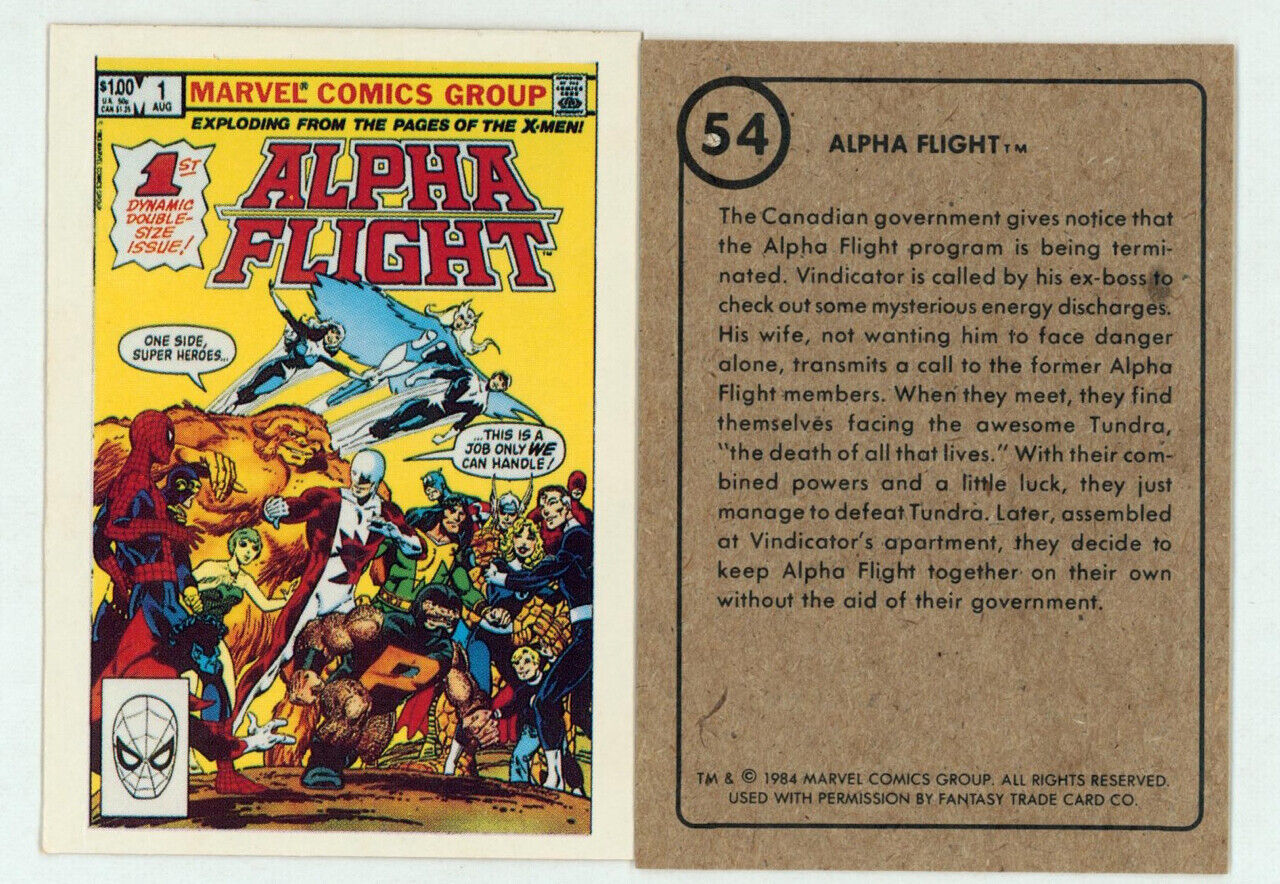 Alpha Flight #1 Card 1984 Marvel First Issue Covers John Byrne Terry Austin Art - £6.18 GBP