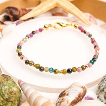 AA Natural Tourmaline Beaded Bracelet, 3MM Roundel Beads, Gift for Christmas - $38.34+