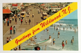 Greetings from Wildwood Boardwalk Tram Cars New Jersey NJ Freeman Postcard 1970s - £7.85 GBP