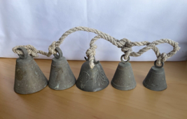 Antique Vintage Asian Japanese Copper Hanging Bells Lot of 5 - £67.41 GBP