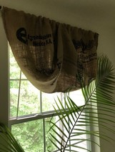 Upcycled Rustic/Primitive Coffee Beans Bag Waterfall Valance - £27.15 GBP