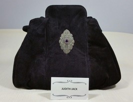 Judith Jack Black Suede Handbag Bucket Bag Shoulder Bag Amethyst and Mar... - $264.99