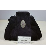 Judith Jack Black Suede Handbag Bucket Bag Shoulder Bag Amethyst and Marcasite - $264.99