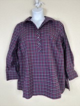 Talbots Womens Plus Size 18W (1X) Purple Plaid Popover Shirt Long Sleeve - £13.38 GBP