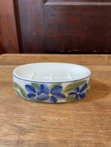 Vintage 1993 Laura Ashley Blue Floral Ceramic Soap Dish Made in Thailand - £13.11 GBP