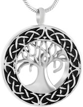 Celtic Tree of Life Urn Necklace - Cremation Jewelry Memorial Keepsake Pendant - £66.41 GBP