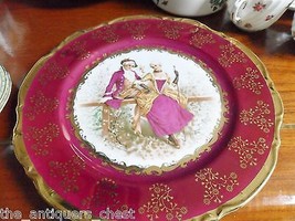Empress Japan collector charger portrait courting couple red &amp; gold, 10 1/2&quot;[182 - £50.63 GBP