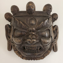 Bhutanese Wooden Mahakala Mask Wall Hanging 12&quot; - Nepal - £174.65 GBP