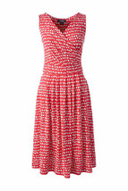 Lands End Women&#39;s Fit and Flare Dress Crimson Dawn Dots New - £35.30 GBP