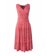 Lands End Women&#39;s Fit and Flare Dress Crimson Dawn Dots New - £36.05 GBP