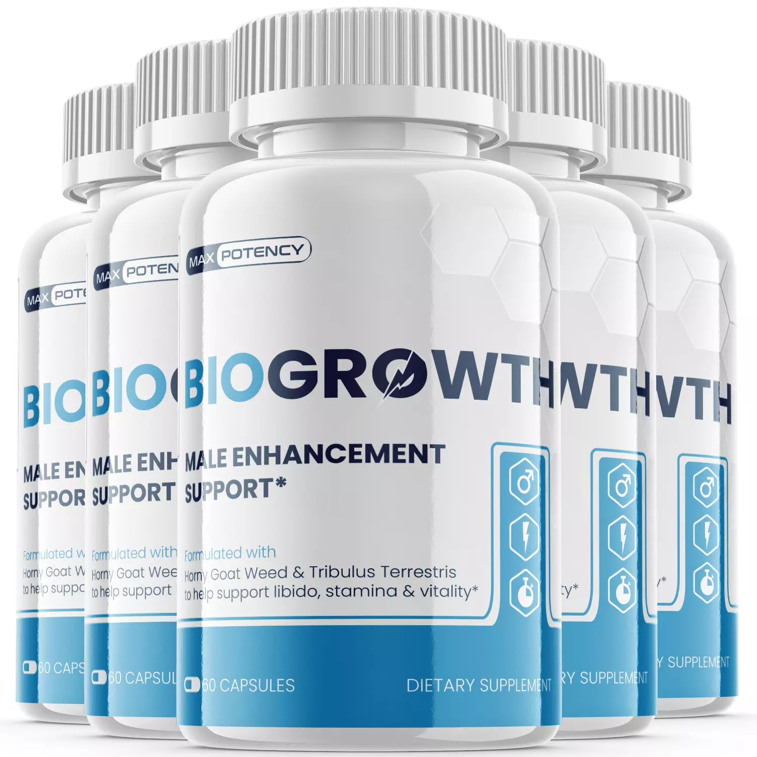 BioGrowth - Male Virility - 5 Bottles - 300 Capsules - $156.87