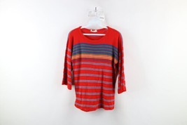 Vtg 60s 70s Streetwear Womens Small Rainbow Striped Knit Flared Sleeve Sweater - £39.52 GBP
