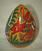 Mexican Terra Cotta Clay Folk Art Egg Hand Crafted Painted Multi Colors ... - $24.74