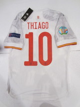 Thiago Alcantara Spain 20/21 Euro Match Slim White Away Soccer Jersey 2020-2021 - £71.68 GBP