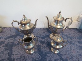 Vintage Academy Silver On Copper Handled Teapots Creamer 4 Piece Set Lot - $49.57