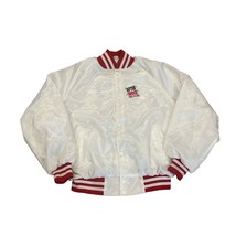 Vintage 1990’s After Shock Liquor White Satin Bomber Jacket West Ark Men... - £99.91 GBP