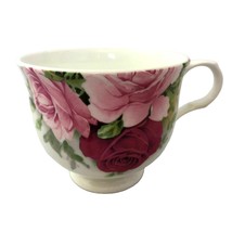 Crown Trent England Cabbage Rose White Fine Bone China Footed Tea Cup Coffee Mug - £17.92 GBP