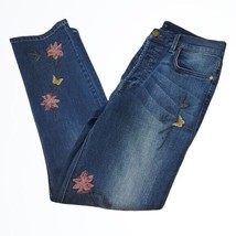Level 99 Floral Embroidered High Rise Button Fly Straight Leg Jeans Size 31 - £45.67 GBP