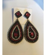 Christian Siriano New York red Multi Crystal Statement Earrings new - $28.90