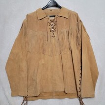 Scully Men&#39;s Fringed Shirt Sz 3X Boar Suede Leather Long Sleeve Western - £147.77 GBP