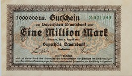 GERMANY 1 000 000 MARK REICHSBANKNOTE 1923 GREEN VERY RARE NO RESERVE - $18.46
