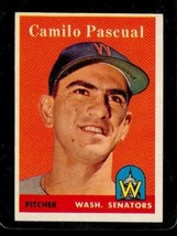 Vintage Baseball Trading Card Topps 1958 #219 Camilo Pascual Washington Senators - £9.80 GBP