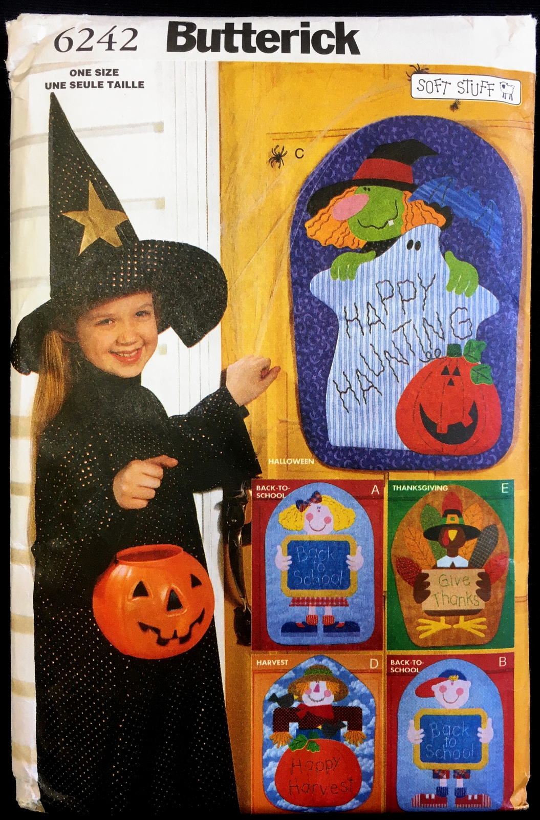 Uncut Soft Stuff Fall Door Hanging Decorations Halloween Butterick 6242 Pattern - $6.99