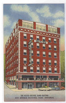 De Soto Hotel Hot Springs Arkansas linen postcard - £4.35 GBP