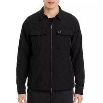 Fred Perry Men&#39;s Zip Front Overshirt Dual Flap Snap Pockets Logo Jacket Black - £98.30 GBP