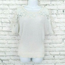 Jennifer Lopez Sweater Womens Small White Short Sleeve Crochet Lace - £12.78 GBP
