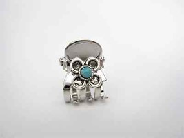 Tiny mini  silver metal flower hair claw clip with turquoise stone - £6.35 GBP