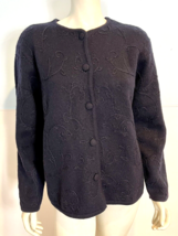 Talbots Women&#39;s Wool Cardigan Sweater Navy Size L - $28.49